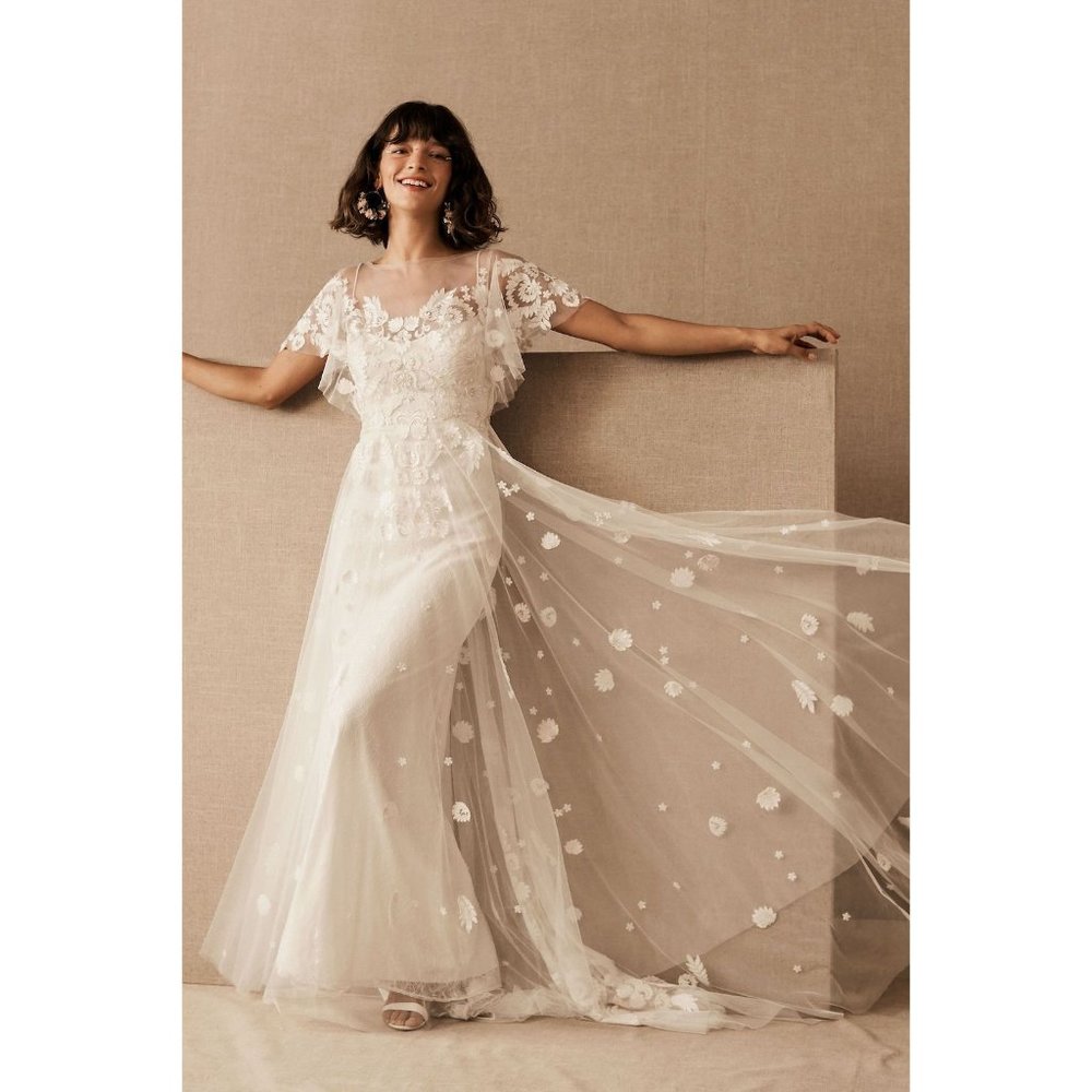 BHLDN Willowby Heartleaf Wedding Gown Ivory Size 14